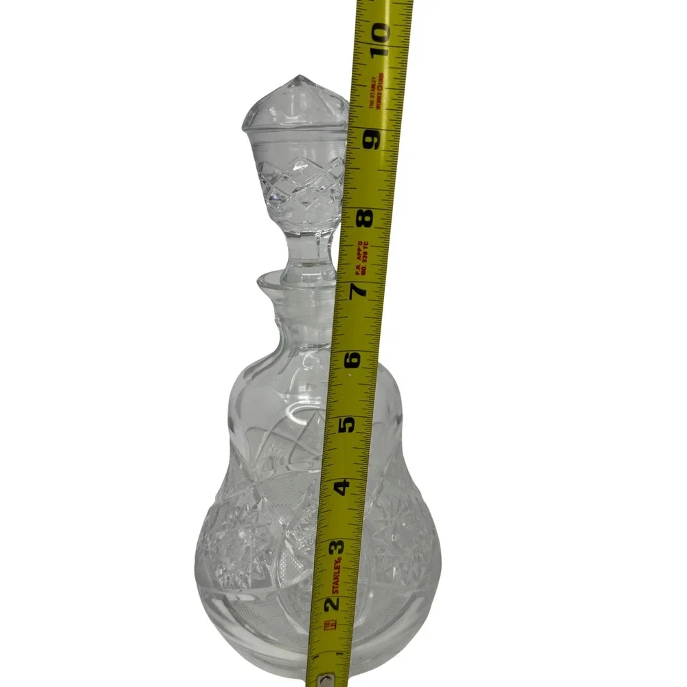 Vintage Cut Glass Crystal Decanter w Stopper‎ 10